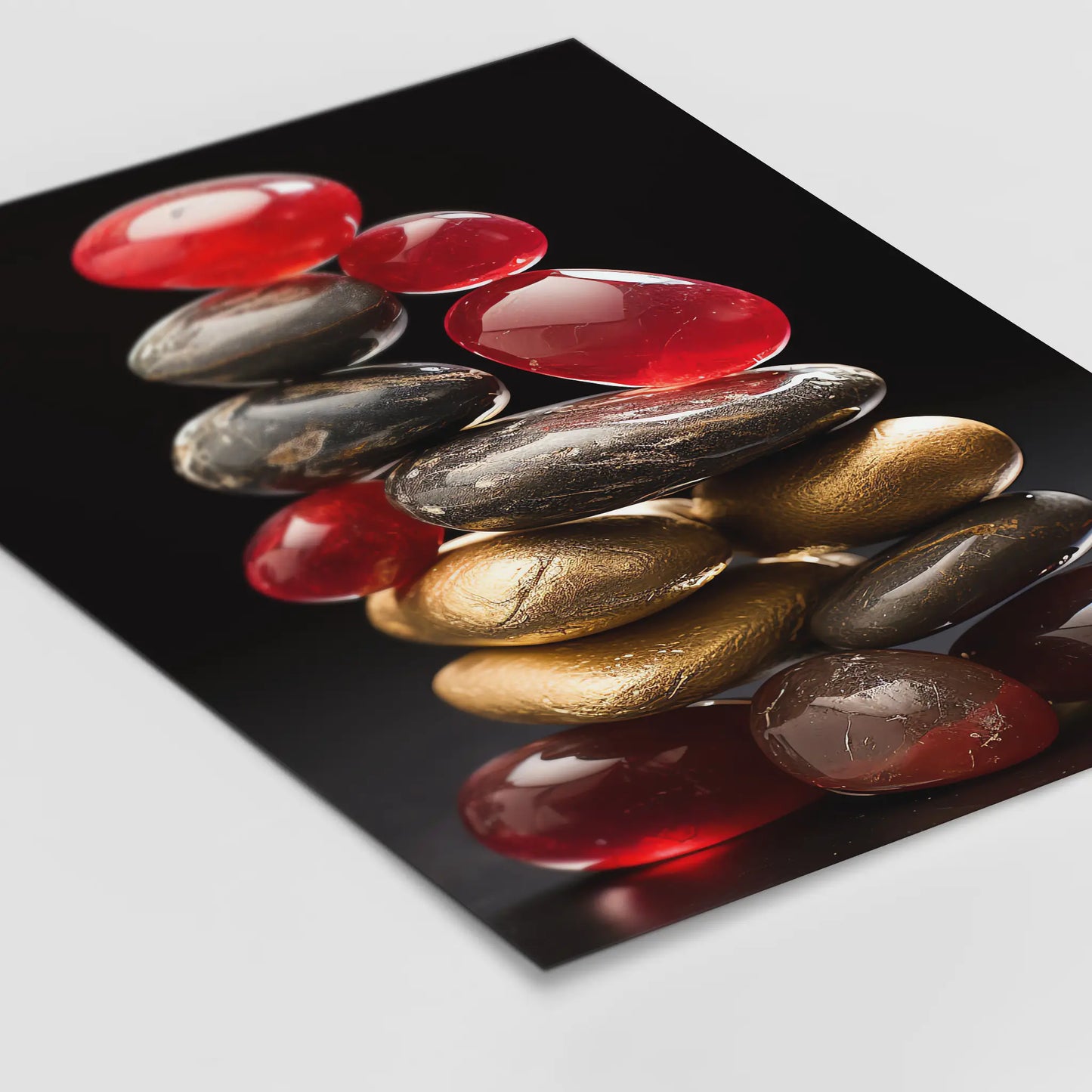 Red Zen Stones No 1 - Abstract Art - Perfectly Stacked Stones - Poster