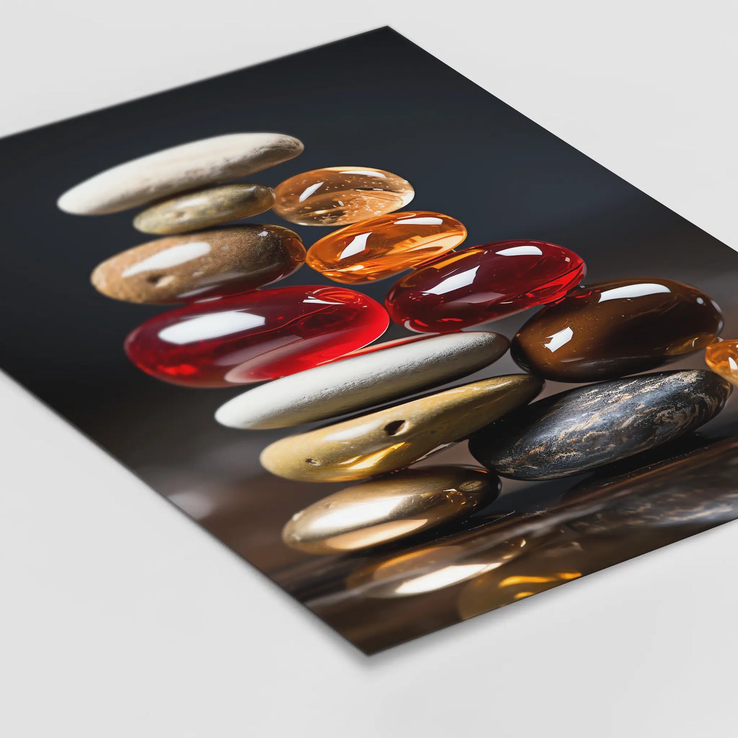 Red Zen Stones No 2 - Abstract Art - Perfectly Stacked Stones - Poster