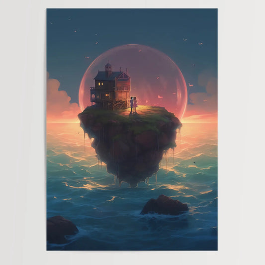 Floating Island No 8 - Drawing - Digital Art - Anime - Poster