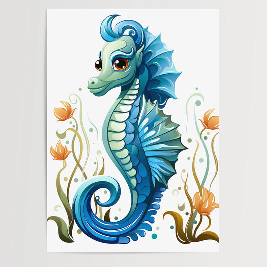 Seahorse No 2 - Comic Style - Poster