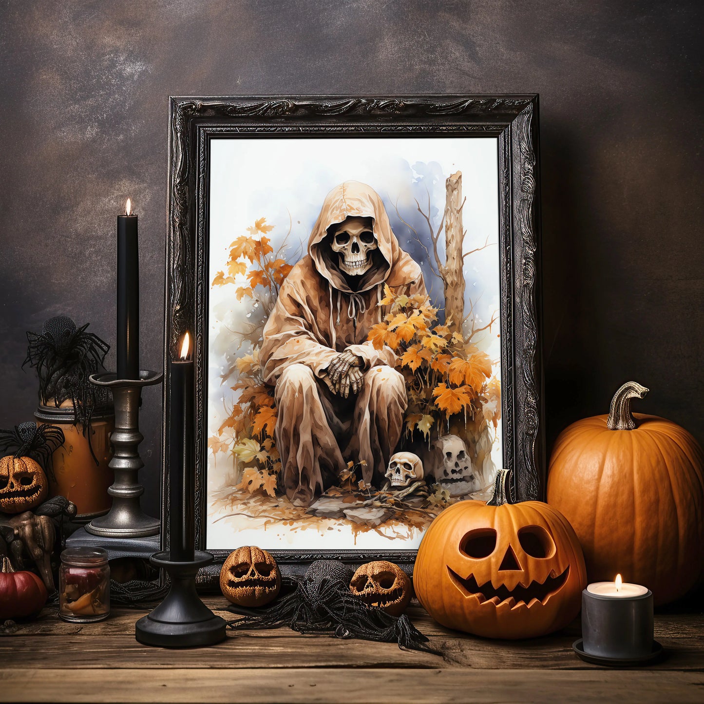 Skeletes No 1 - Halloween - Watercolor - Poster