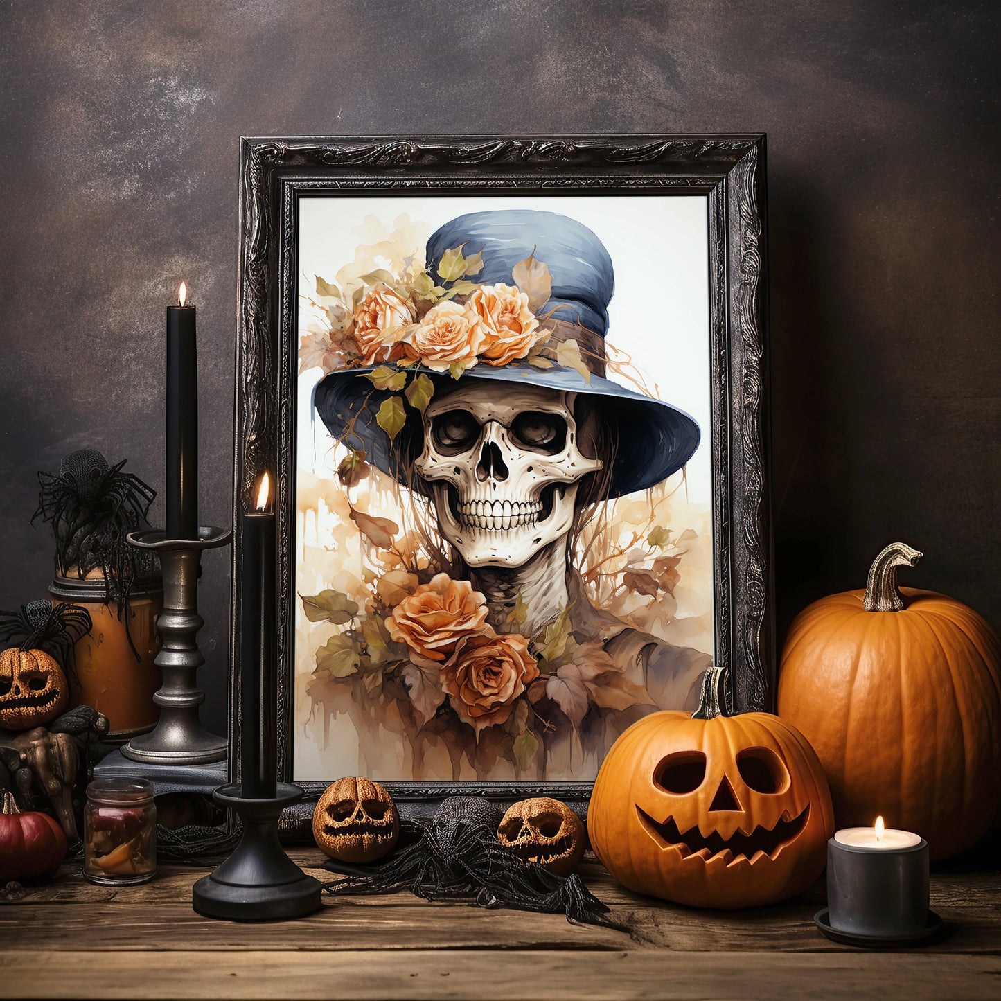 Skeletes No 2 - Halloween - Watercolor - Poster