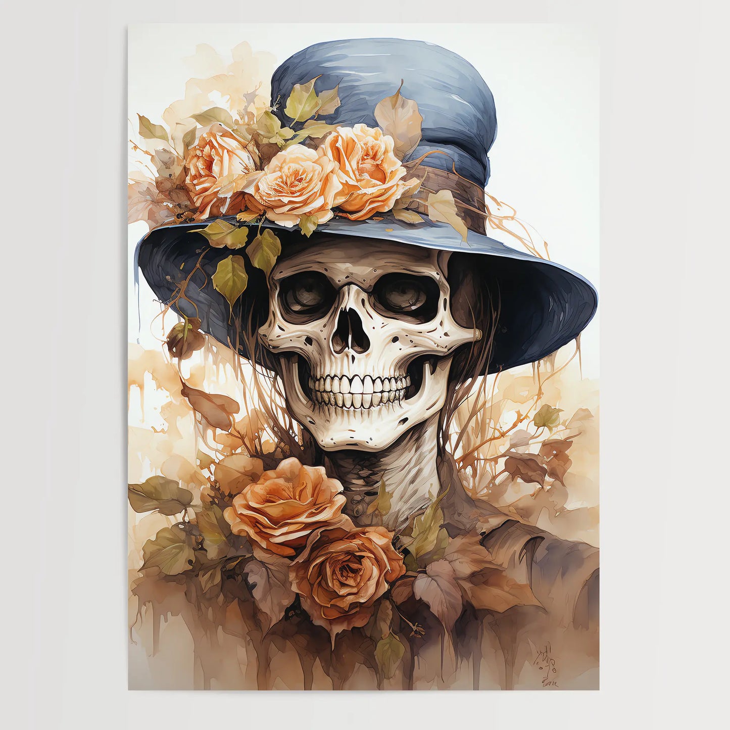 Skeletes No 2 - Halloween - Watercolor - Poster