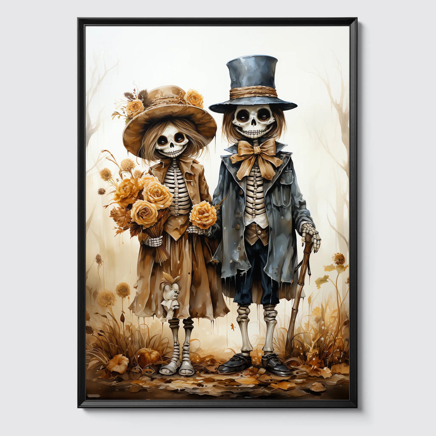 Skeletes No 5 - Halloween - Watercolor - Poster