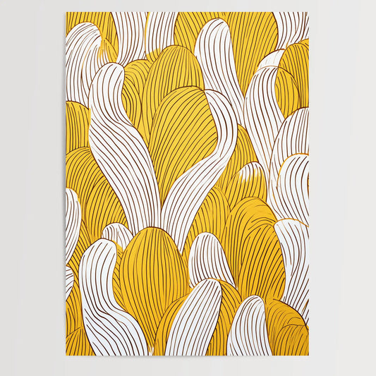 Sun Yellow Doodle Wandkunst - One Line Art - Wallart - Poster