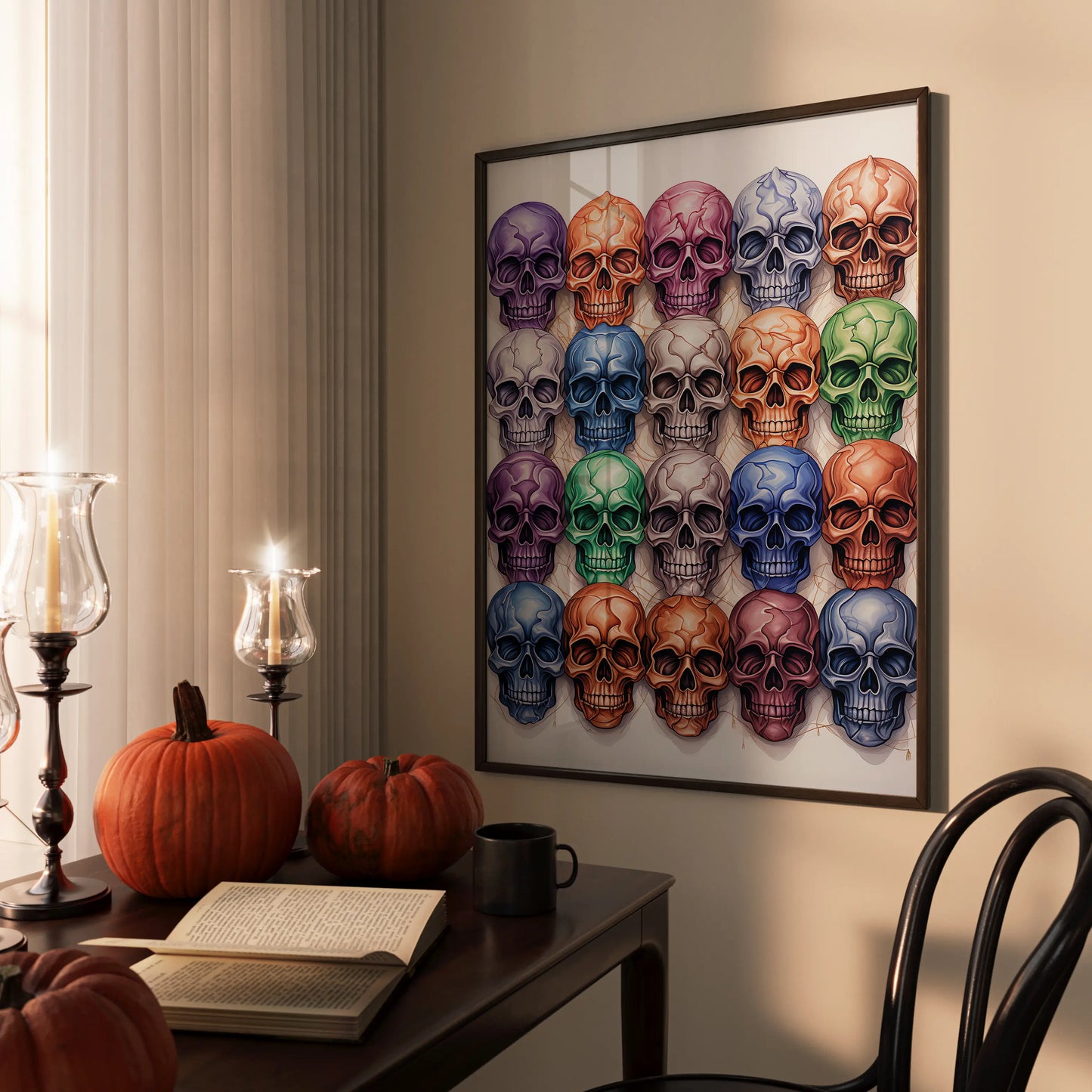 Skulls No 1 - Halloween - Watercolor - Poster