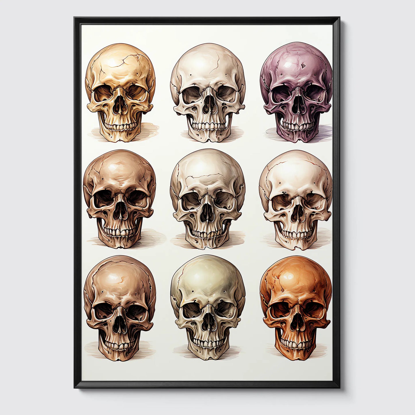 Skulls No 2 - Halloween - Watercolor - Poster