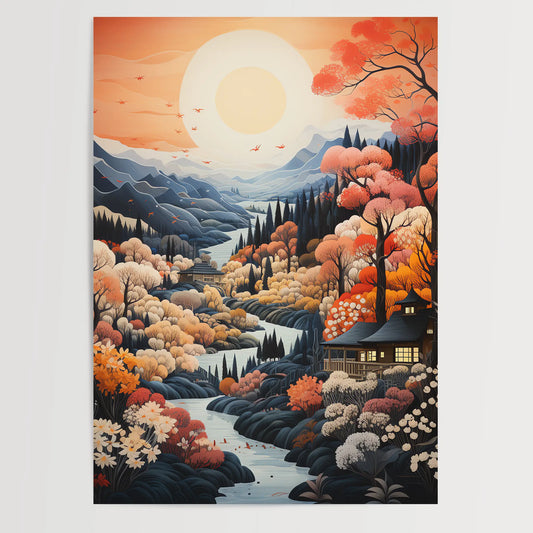 Winterlandschaft No 2 - Farbenfrohe Kunst - Digital Art - Poster