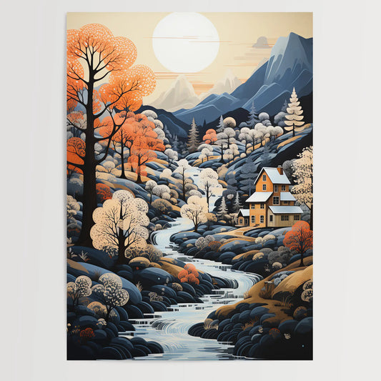 Winterlandschaft No 6 - Farbenfrohe Kunst - Digital Art - Poster