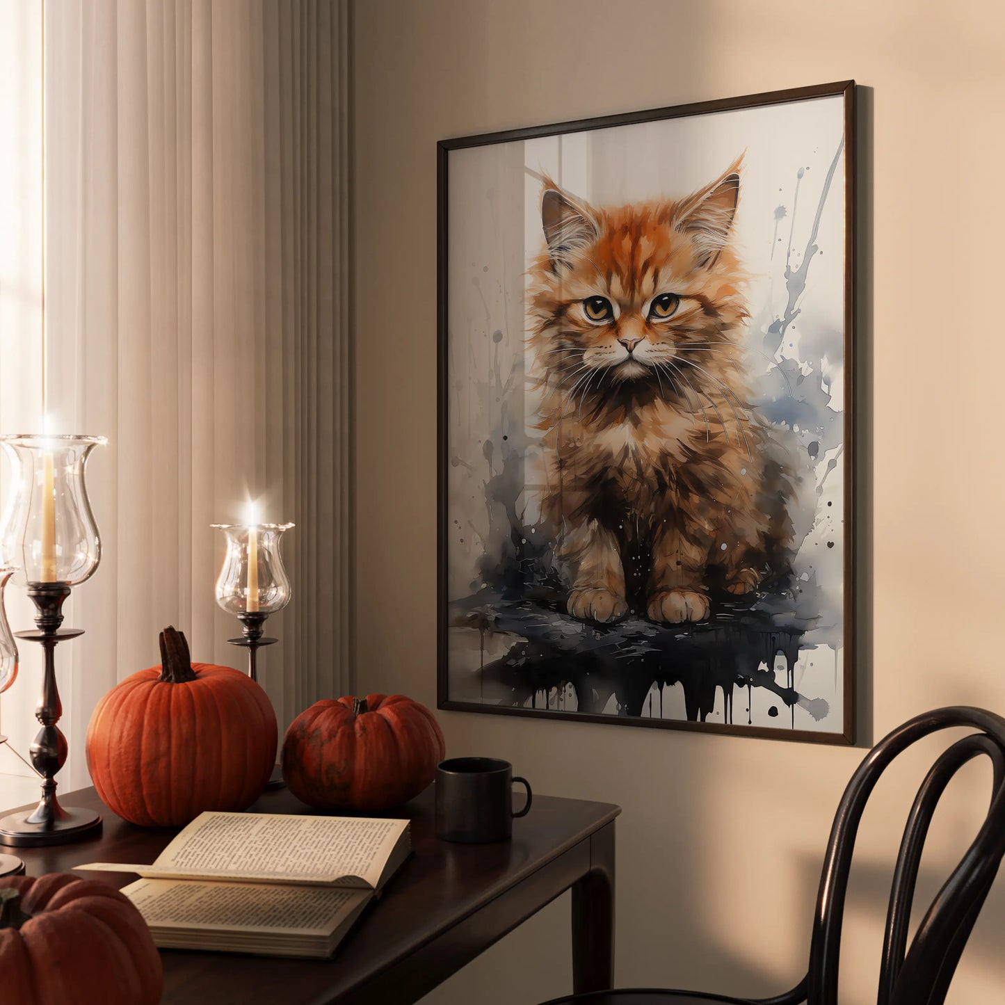 Angry Cat No 2 - Halloween - Watercolor - Poster