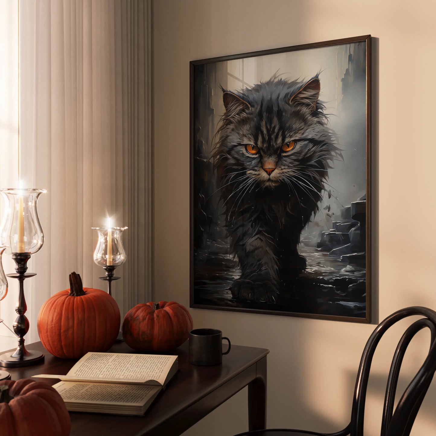 Angry Cat No 3 - Halloween - Watercolor - Poster