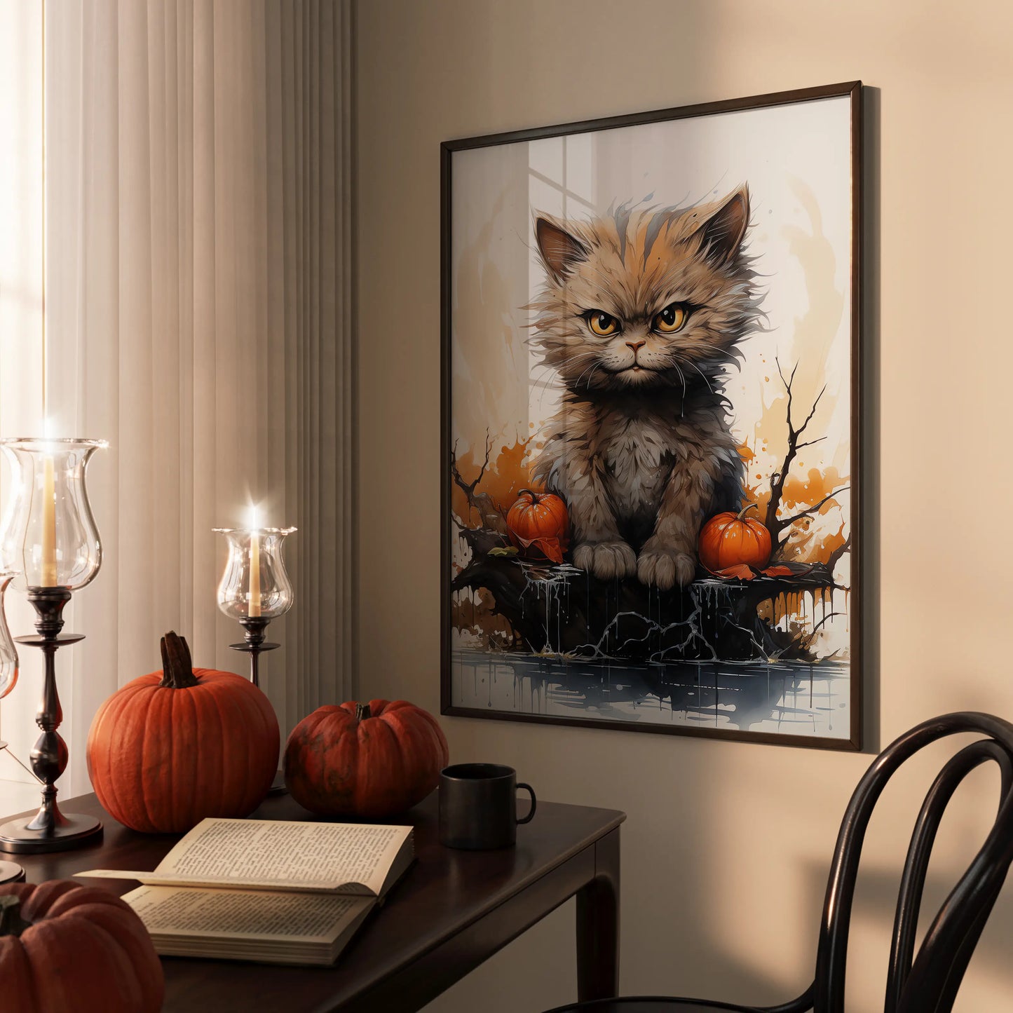 Wütende Katze No 4 - Halloween - Wasserfarbe - Poster