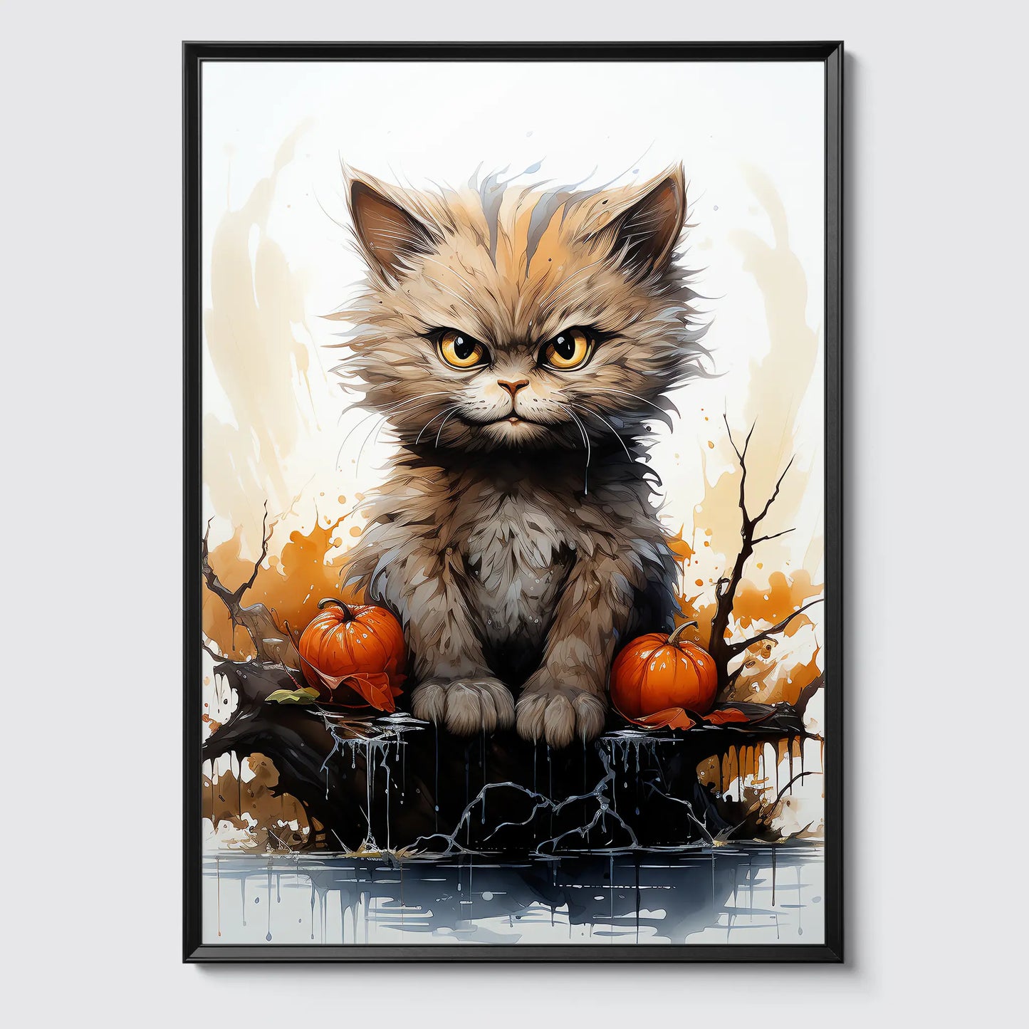 Wütende Katze No 4 - Halloween - Wasserfarbe - Poster