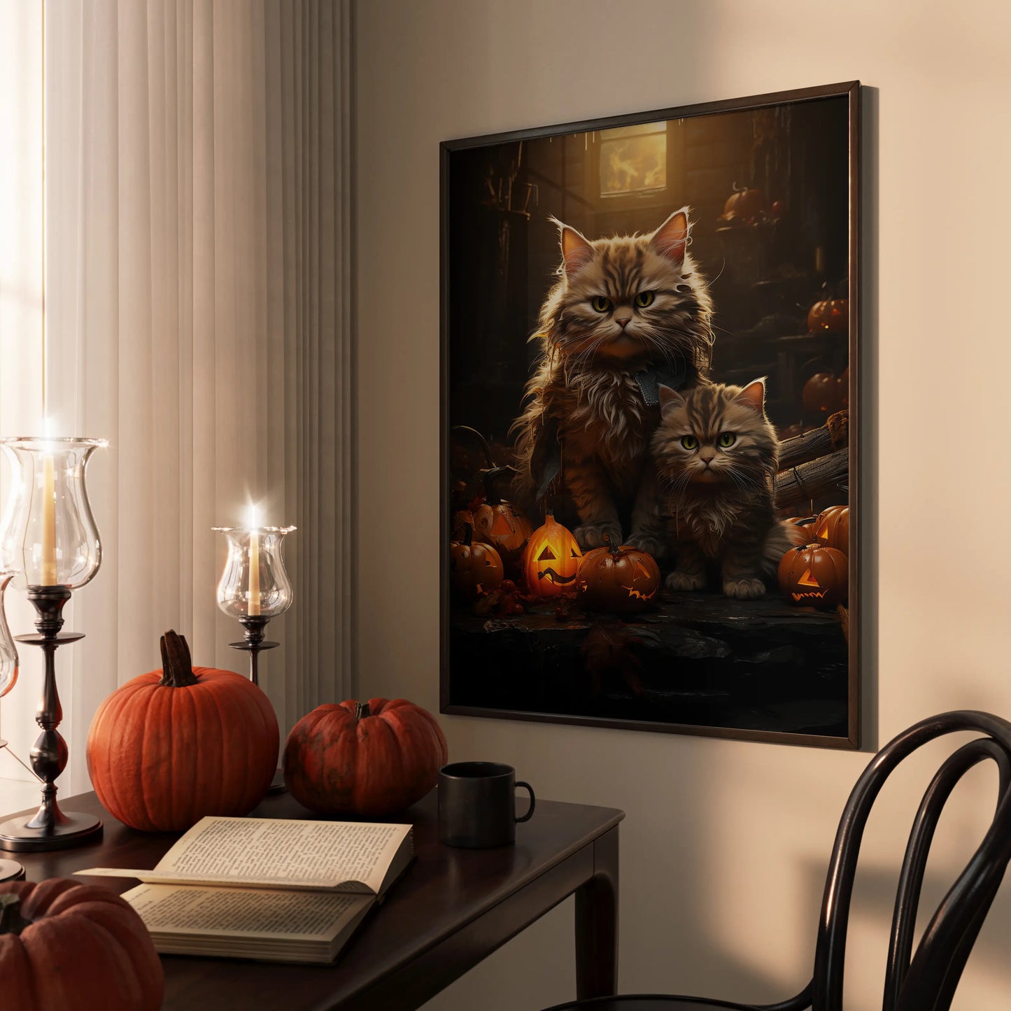 Angry Cats No 3 - Halloween - Poster