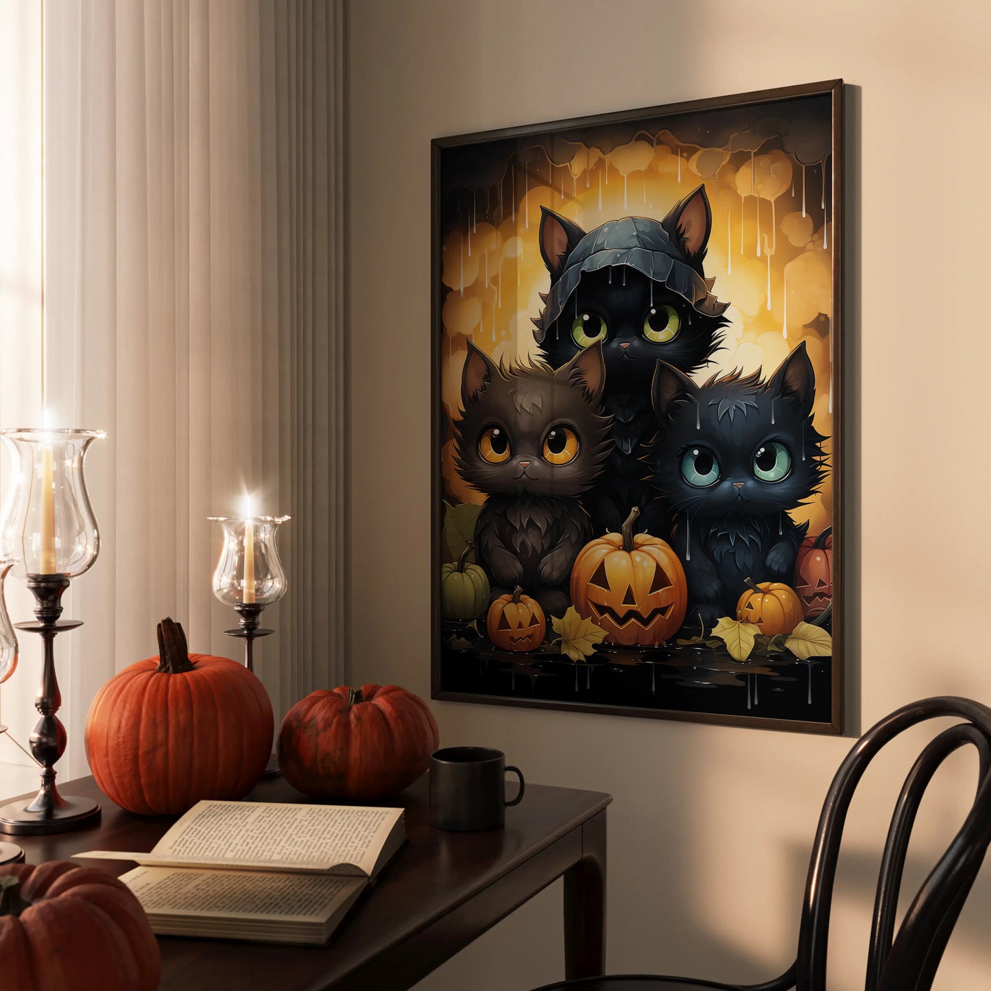 Angry Cats No 4 - Halloween - Watercolor - Poster